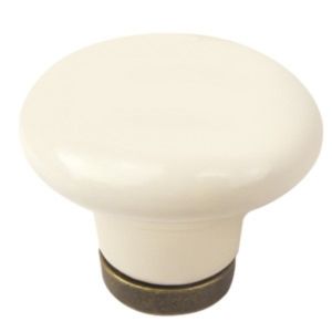 Puxador bronze botão 32mm porcelana bege, lote de 36