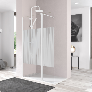 Porta de chuveiro com ecrã de chuveiro pivotante 70cm serig branca de 40cm