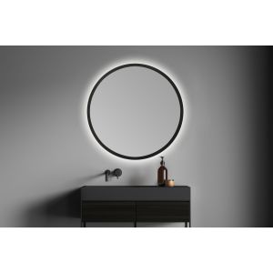 Espelho LED redondo b-953 preto com luz frontal fria – ø 100 cm