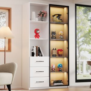 Vitrine alta com 3 gavetas branco 160x80x40cm