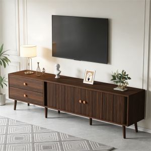 Móvel de tv com 2 gavetas e 2 portas de correr nogal 46,5x180x40cm