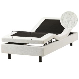 Cama ajustável sem cabeceira bouclé duke 90 x 200 cm branco creme