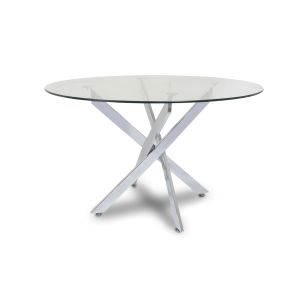 Mesa redonda em vidro temperado 120cm dt. Sala de jantar ou cozinha, cinza