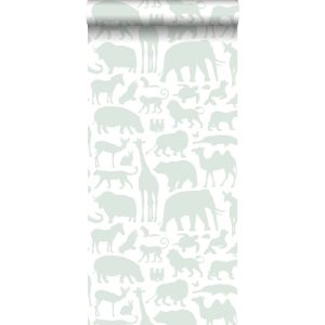Walls4you papel de parede animais da selva verde claroebranco
