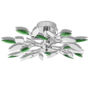 Luminária de teto vidaxl com braços de vidro, folhas, branca e roxa