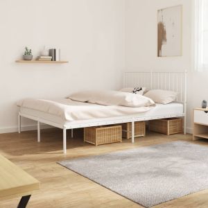 Cama com cabeceira 140x200 cm metal branco pt8240