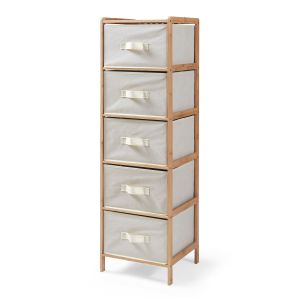 Cómoda maldon 5 gavetas em tecido bambu 122x37x35cm natural/bege [en.casa]