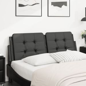 Almofadão de cabeceira 140 cm couro artificial preto ptob7213