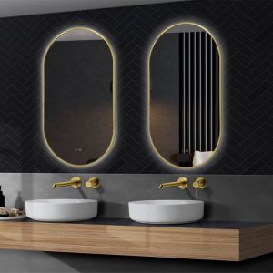 LEDimex-espelho tokyo 90x50 elíptico triLED ouro escovado