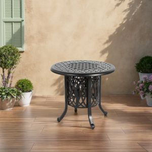 Mesa auxiliar exterior com balde gelo 55x49cm alumínio bronze jardim pátio