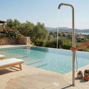 Duche para piscina e jardim em inox aço inox 316l misturador quente-frio e