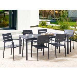Conjunto de refeição de jardim 6 lugares vernio preto