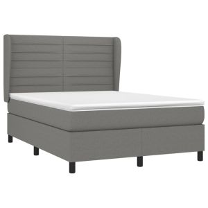 vidaXL cama box spring con colchón tela gris oscuro 140x200 cm