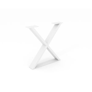 Rei | pé de mesa industrial em formato de x, 38 cm | aço poroso branco |
