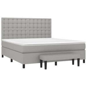 vidaXL cama box spring con colchón tela gris claro 160x200 cm