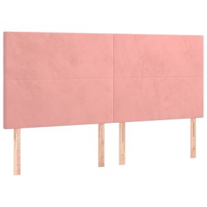 vidaXL cabecero con luces LED terciopelo rosa 200x5x118/128 cm