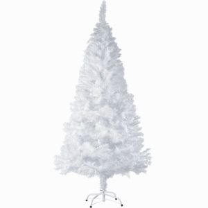 Árvore de natal artificial com suporte metálico, PVC, 180 cm, branco