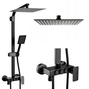 Conjunto de duche com torneira, preto