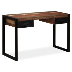Mesa com 2 gavetas madeira recuperada maciça 120x50x76 cm pt5565