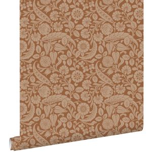 Estahome papel de parede padrão floral castanho terracota 50 x 900 cm