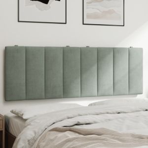 Almofadão de cabeceira 120 cm veludo cinzento-claro