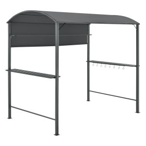 Gazebo pyrgos barbecue pavilion 215x220x140cm cinzento escuro [en.casa].