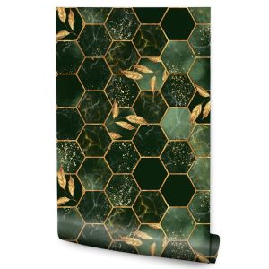 Papel de parede mosaico de folhas de mármore para sala de estar
