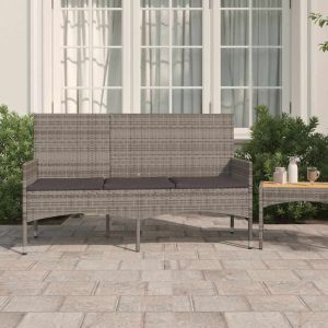 Banco de jardim de 3 lugares com almofadões vime pe cinzento pbk756423