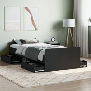 Cama c/ painéis cabeceira e pés 90x200 cm preto