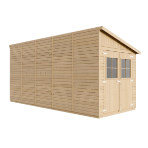 Cobertizo de madera con pared lateral –  10.1m2 - Timbela m341a