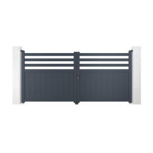 Portão batente elétrico 3m nevis a.140cm cinza + motorização com braço b500