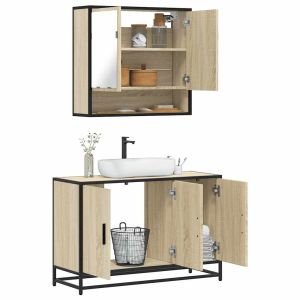 2 pcs conj. Móveis casa banho derivados madeira carvalho sonoma ptr5040