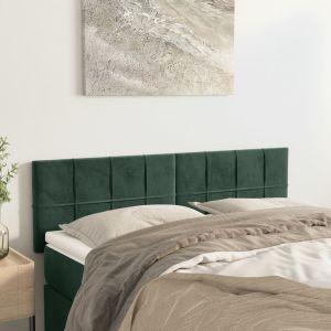 Cabeceira de cama 2 pcs veludo 72x5x78/88 cm verde-escuro ptob6130