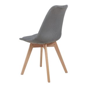 Conjunto de 4 cadeiras de jantar fläten veludo cotelê  82x49x54cm cinzento