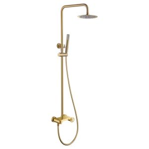 Coluna de duche extensível, chuveiro termostático extraplano dourado