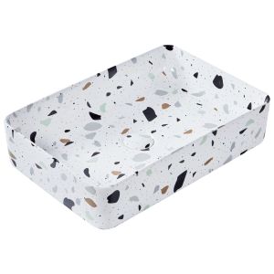 Lavatório de bancada nules 61 x 35 cm cerâmica efeito de terrazo branco