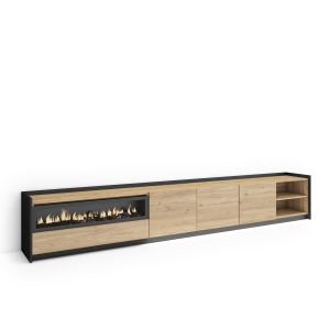 Móvel de tv, 310x37x50cm, lareira eléctrica, LED rf4856