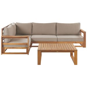 Conjunto lounge madeira de acácia certificada castanho timor