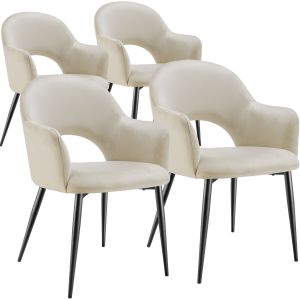 4 cadeiras de sala de jantar aspecto terciopelo 57 x 61,5 x 87,5 cm crema