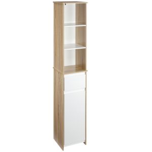 Armário de banheiro alto mdf madeira natural, branco 32,6x30x171,2 cm