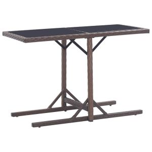 Mesa de jardim 110x53x72 cm vidro e vime pe castanho