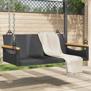 Banco baloiço 109x62x40 cm vime pe preto