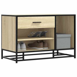 Banco para calçado sonoma carvalho 80x40x53,5 cm madeira metal wf789152