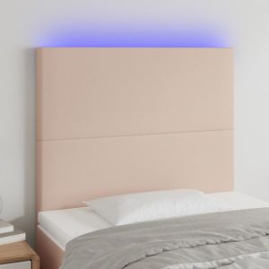 Cabeceira cama c/ LED couro artif. 100x5x118/128 cm cappuccino