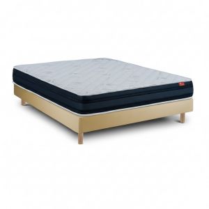 Conjunto viscoflex ortopédico 200x80 cm colchão 22 cm e sommier bege 52 cm
