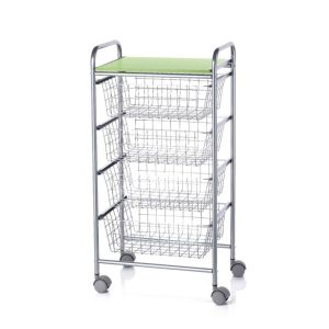 Carrinho de cozinha metálico green, cor cinzento alumínio - verde pistácio