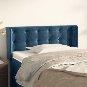 Cabeceira de cama c/ abas veludo 103x16x78/88cm azul-escuro ptob1209