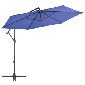 vidaXL sombrilla voladiza con poste de aluminio azul 300 cm