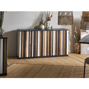Buffet 4 peças, acácia multicolorida e dm 150x40x80 cm. 150x40x80 cm