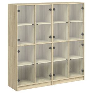 vidaXL estantería con puertas madera roble sonoma 136x37x142 cm